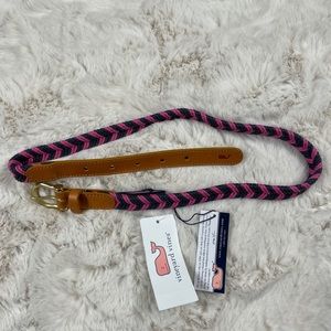 Vineyard Vines waxed cord belt pink and Navy sz XS